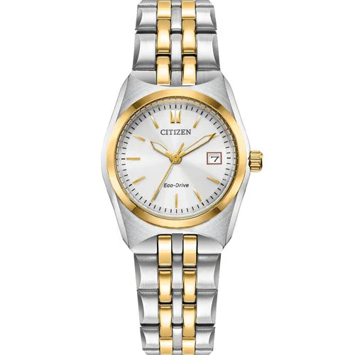 women’s watches with leather straps and gold-tone accents-Citizen Eco-Drive White Dial Women 27mm EW2299-50A