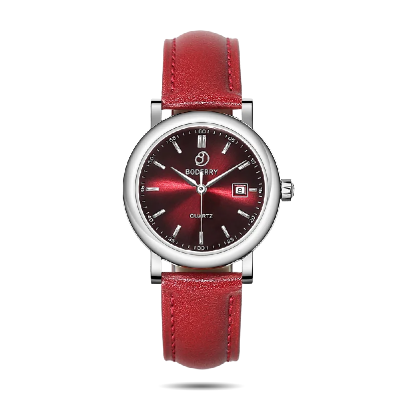 best hybrid watches for fitness enthusiasts and tech lovers-CLASSIC 32MM - Swiss Quartz Movement Watch | Silver & Claret