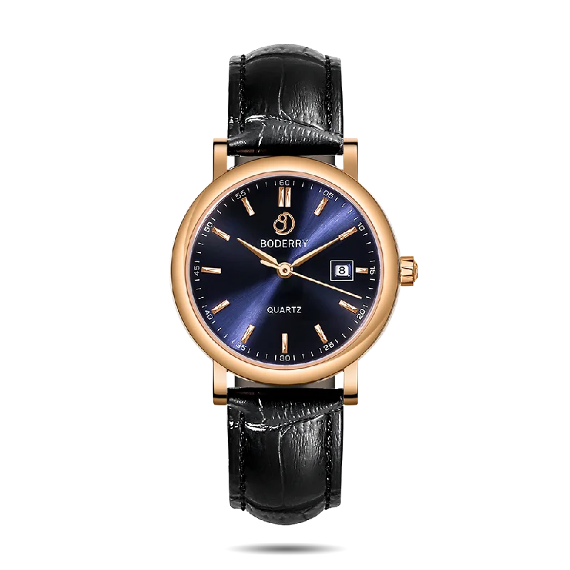 watches for women with interchangeable straps for versatility-CLASSIC 36MM - Swiss Quartz Movement Watch | Rose Gold & Blue