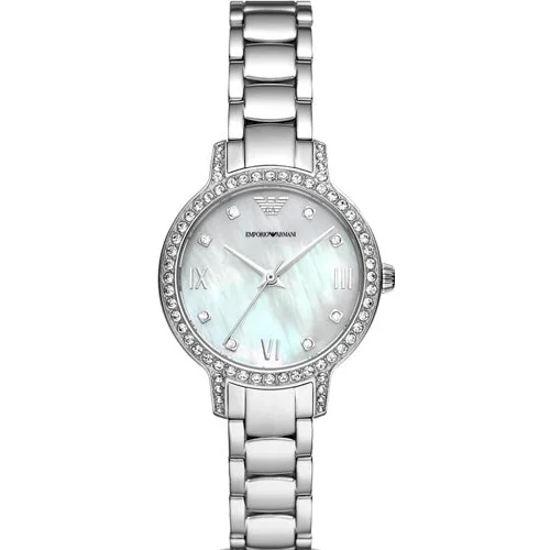 women’s watches with bold and colorful dials for a pop of style-Emporio Armani Cleo White Mother-Of-Pearl Dial Women 32mm AR11484