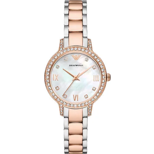 durable fitness watches for men with heart rate and GPS-Emporio Armani Cleo White Mother-Of-Pearl Dial Women 32mm