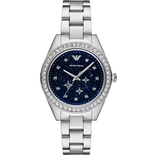 luxury watches for women with ceramic and diamond accents-Emporio Armani Leo Blue Sandstone Dial Women 36mm AR11628