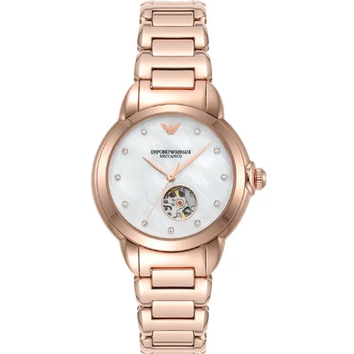 watches with solar power and durable design for eco-conscious users-Emporio Armani Mia White Mother-Of-Pearl Dial Women 34mm