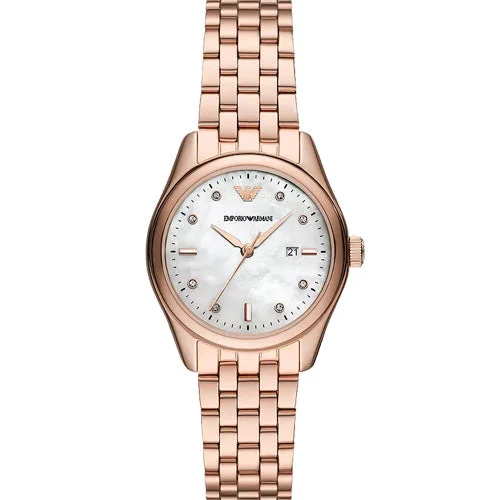 smartwatches for seniors with large screens and clear fonts-Emporio Armani Sport White Mother-Of-Pearl Dial Women 32mm AR11615