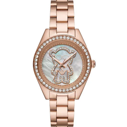 solar-powered watches with multi-functional features for adventurers-Emporio Armani Teddy White Mother-Of-Pearl Dial Women 36mm AR11613