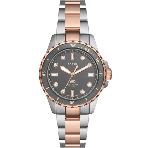 watches with digital displays for easy access to information-Fossil Blue Dive Grey Dial Women 36mm