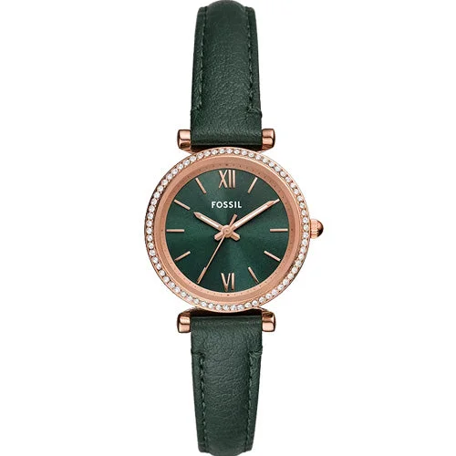 luxury watches with diamond-encrusted bands for elegance-Fossil Carlie Green Dial Women 28mm ES5370