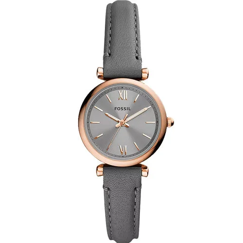 watches for women with ceramic bands for modern design-Fossil Carlie Mini Grey Dial Women 28mm