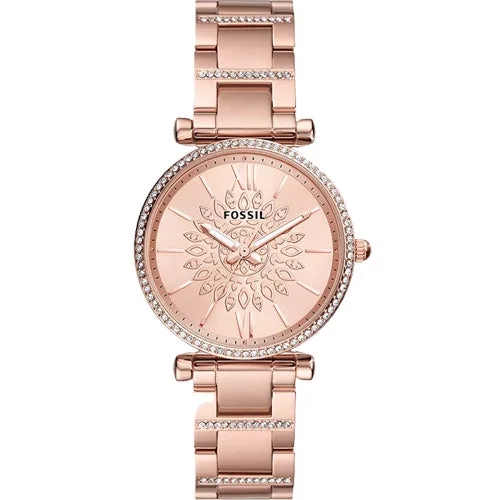 watches with minimalist style for everyday wear-Fossil Carlie Rose Gold Dial Women 35mm