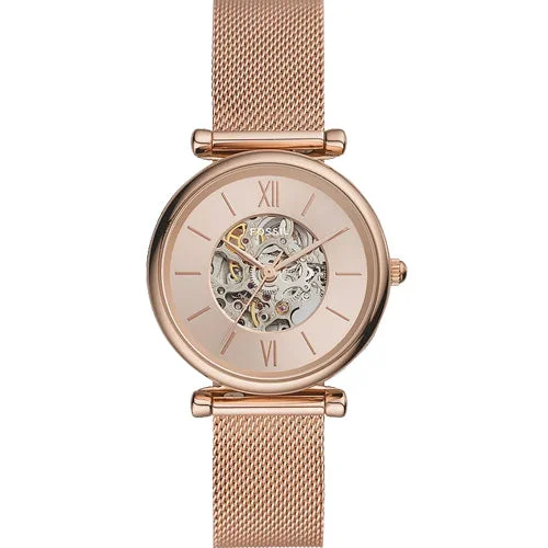 watches for men with rubber straps and shock-resistant designs-Fossil Carlie Rose Gold Dial Women 35mm