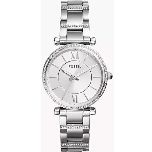 hybrid smartwatches with advanced fitness and productivity functions-Fossil Carlie Silver Dial Women