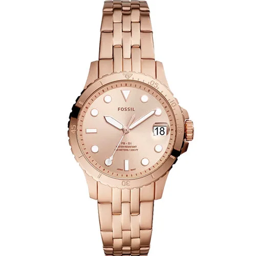 sports watches with GPS and route tracking for cyclists-Fossil FB-01 Rose Gold Dial Women's watch