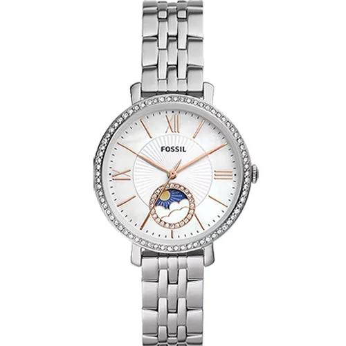 fitness watches for women with calorie tracking and pedometer-Fossil Jacqueline White Mother-Of-Pearl Dial Women 36mm