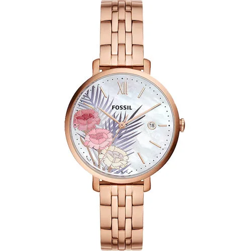 men’s watches with sleek modern design for business wear-Fossil Jacqueline White Mother-Of-Pearl Dial Women 36mm