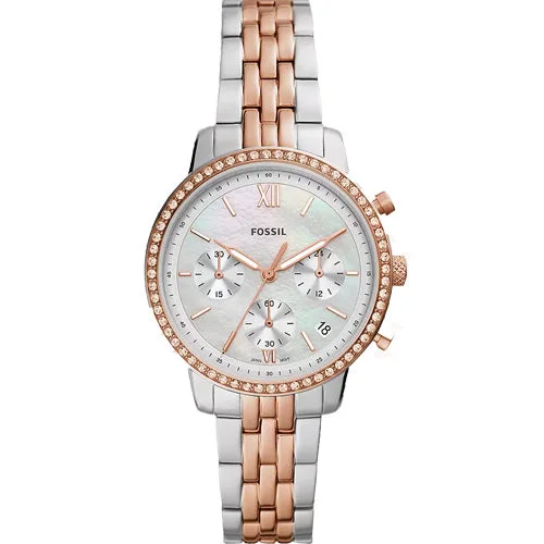 watches with chronograph and tachymeter for precision timekeeping-Fossil Neutra White Mother-Of-Pearl Dial Women 36mm