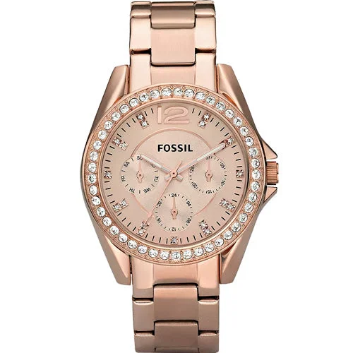 best watches for men with chronograph and date functionality-Fossil Riley Rose Gold Dial Women 38mm