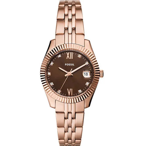 luxury watches with diamond-encrusted bands for elegance-Fossil Scarlette Brown Dial Women 32mm