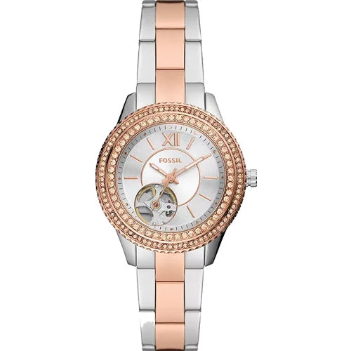 smartwatches for seniors with large screens and clear fonts-Fossil Stella Silver Dial Women 34mm