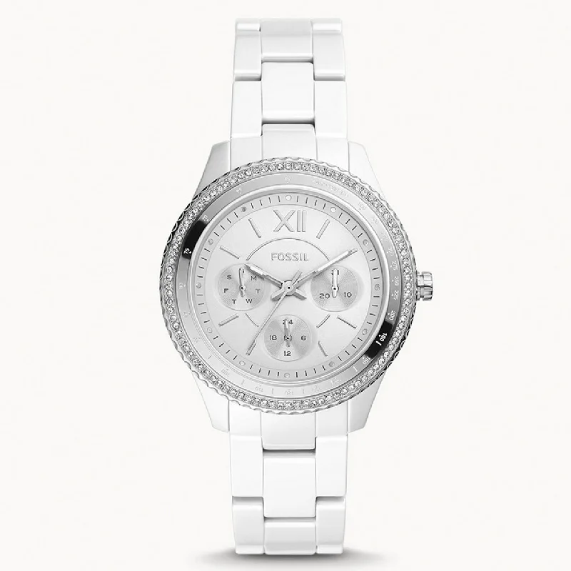 watches with large faces for easy-to-read dials-Fossil Stella Silver Dial Women's Watch 38mm