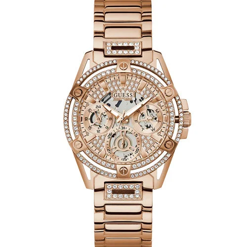 stylish sport watches with water resistance and durability-Guess Queen Rose Gold Dial Women 40mm GW0464L3