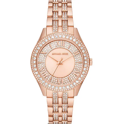 watches for women with multifunctional features for everyday use-Michael Kors Harlowe Rose Gold Dial Women 38mm