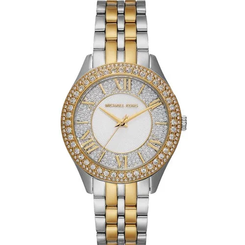 watches for women with date and day function for convenience-Michael Kors Harlowe Silver Dial Women 38mm