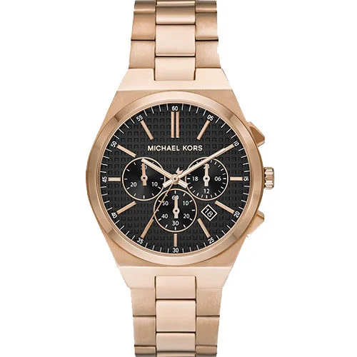 watches for women with sapphire crystal for scratch protection-Michael Kors Oversized Lennox Black Dial Women 40mm