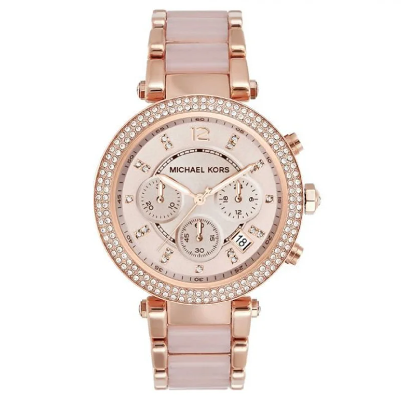 best watches for business professionals with sleek designs-Michael Kors Parker Rose Gold Dial Women 39mm