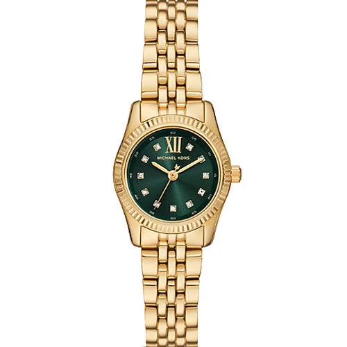 smartwatches with built-in weather forecasts for outdoor lovers-Michael Kors Petite Lexington Green Dial Women 26mm MK4842