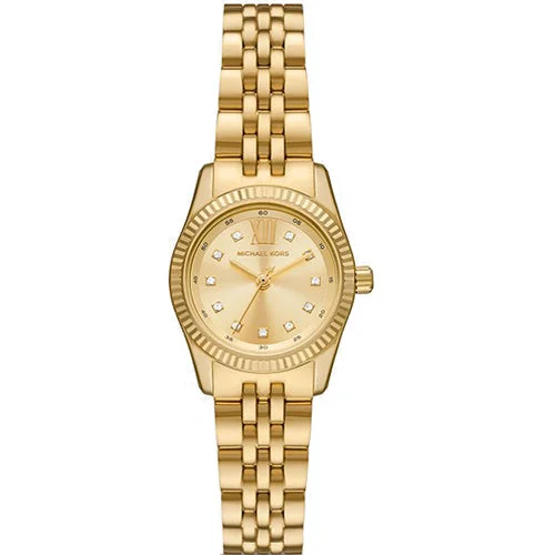 watches for men with large dials for outdoor adventures-Michael Kors Petite Lexington Yellow Gold Dial Women 26mm