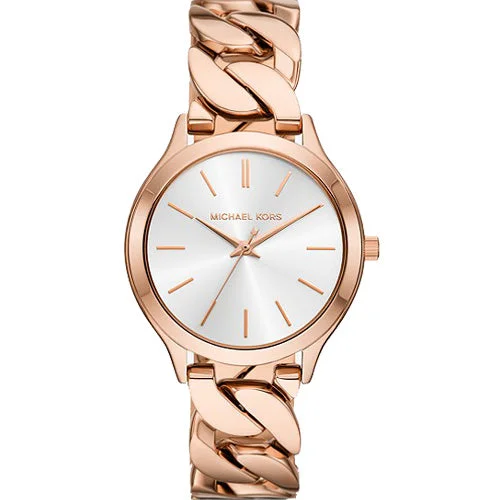 watches for women with elegant designs for formal occasions-Michael Kors Slim Runway Silver Dial Women 38mm