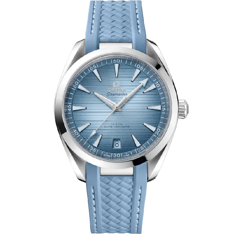 watches for women with ceramic bands for modern design-Omega Seamaster Aqua Terra Blue Dial Women 41MM