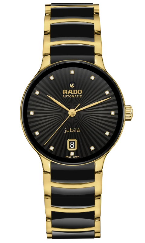 fitness tracking watches with calorie tracking and pedometer-Rado Centrix Automatic Diamonds Black Dial Women 35MM