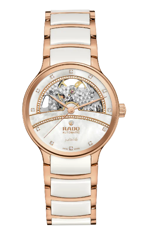 smartwatches with advanced workout tracking for athletes-Rado Centrix Automatic Diamonds Open Heart White Dial Women 35MM