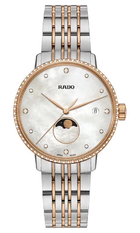 classic wristwatches for men with chronograph feature-Rado Coupole Diamonds White Dial Women 34mm