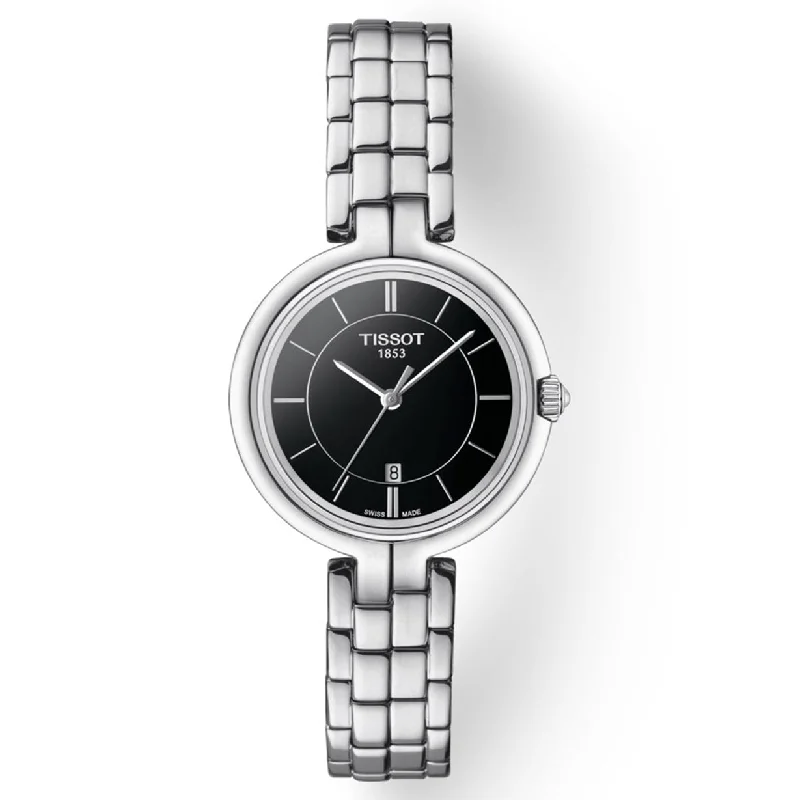 vintage leather watches for men with automatic movement-Tissot T-Lady Black Dial Women 30mm