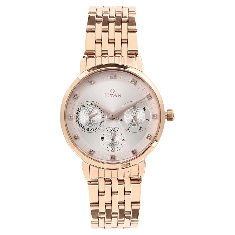 luxury watches for women with platinum and diamond embellishments-TITAN Women WORKWEAR - 2569WM02