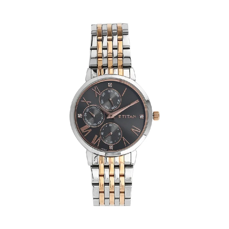 watches with minimalist faces and leather bands for elegant appeal-TITAN Workwear Anthracite Dial Women's Watch NP2569KM03