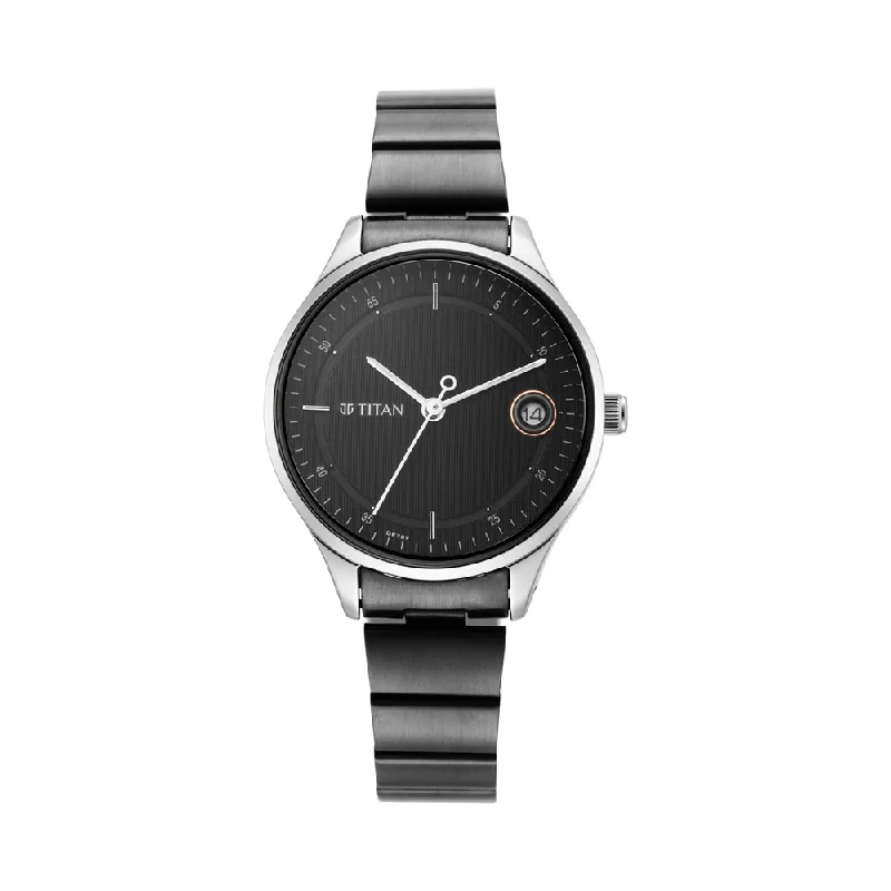 men’s watches with thick leather straps for vintage-inspired design-TITAN Workwear Black Dial Women's Watch NP2649KM01