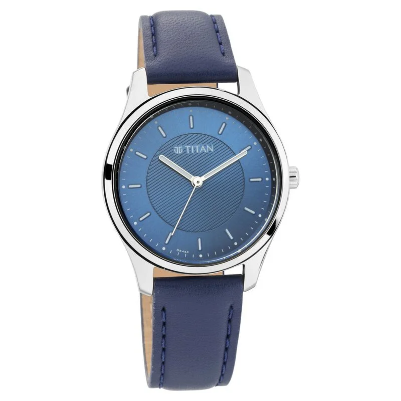 hybrid smartwatches with health tracking and stylish looks-Titan Workwear Blue Dial Women Watch With Leather Strap