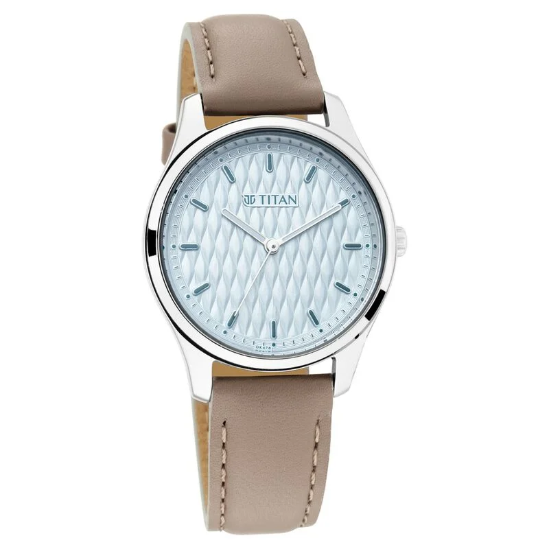 watches with date and moonphase complication for sophisticated style-Titan Workwear Blue Dial Women Watch With Leather Strap