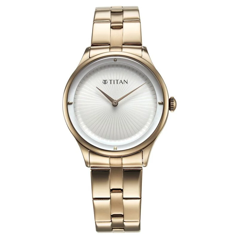 watches for women with minimalist designs and clean dials-Titan Workwear Quartz Analog White Dial Stainless Steel Strap Watch For Women