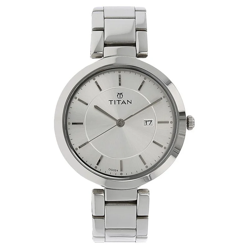 watches with luminous hands and markers for low-light visibility-Titan Workwear Silver Dial Women Watch With Stainless Steel Strap