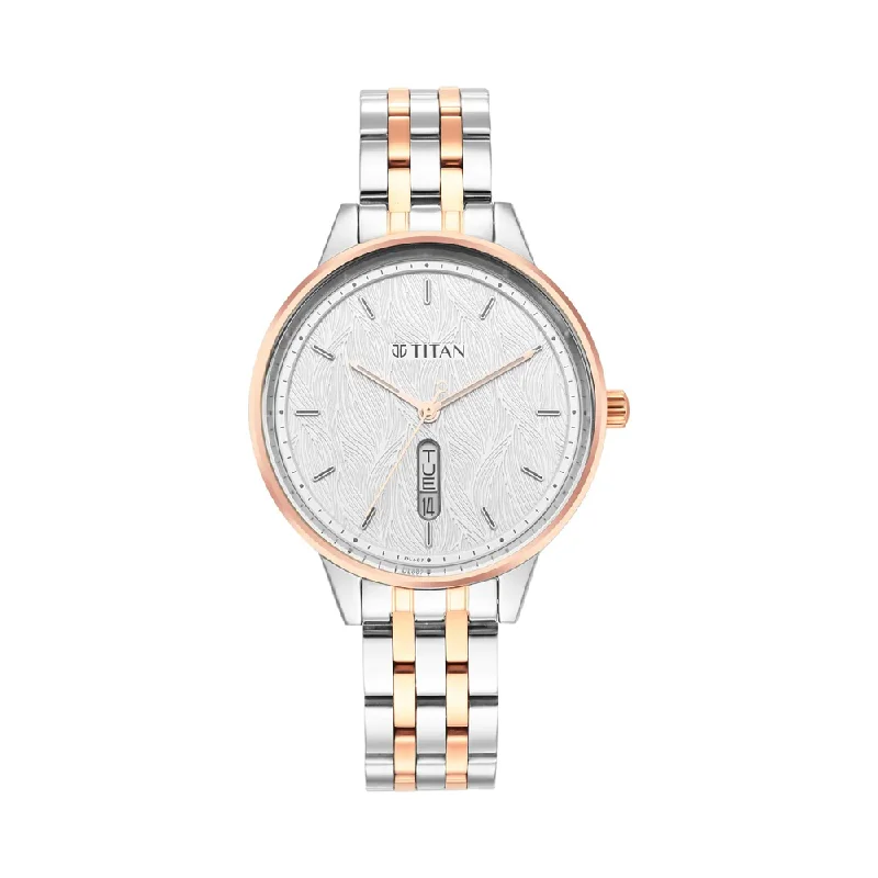 watches for men with metal bands and sporty aesthetic-TITAN Workwear Silver Dial Women's Watch NP2648KM01