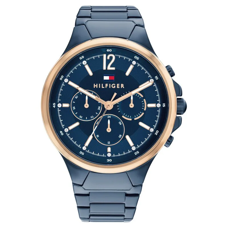 watches for men with rugged design and tactical features-Tommy Hilfiger Blue Dial Blue Stainless Steel Strap Watch For Women