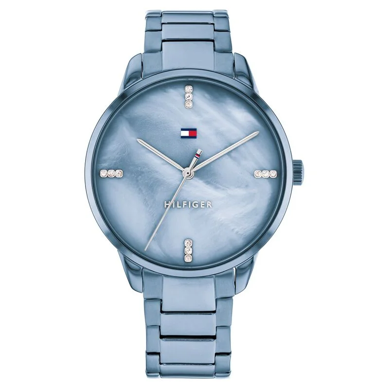 hybrid smartwatches with fitness features and fashion-forward designs-Tommy Hilfiger Quartz Analog Blue Dial Stainless Steel Strap Watch For Women