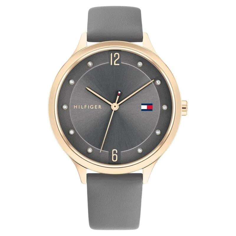 hybrid watches for men with analog design and digital features-Tommy Hilfiger Quartz Analog Grey Dial Leather Strap Watch For Women