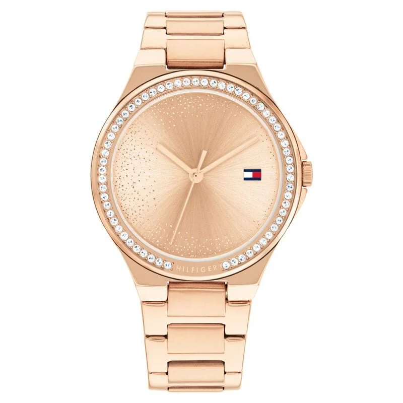 watches for women with date and day function for convenience-Tommy Hilfiger Quartz Analog Rose Gold Stainless Steel Strap For Women