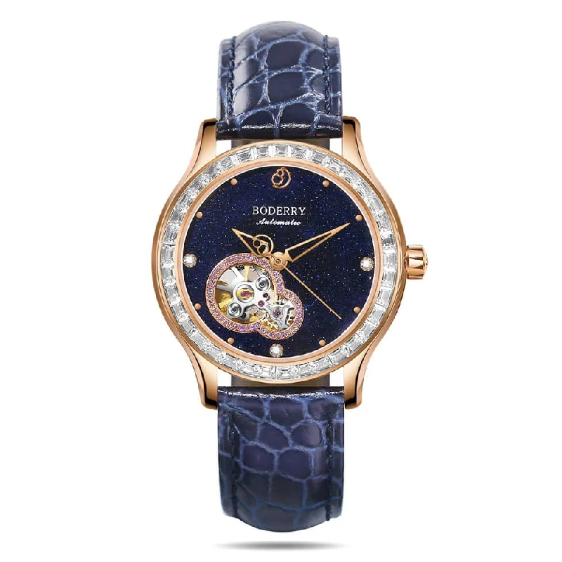 watches with leather straps for casual or formal outfits-DRAGONFLY - Luxury Women Automatic Watch | Crystal Gold Case