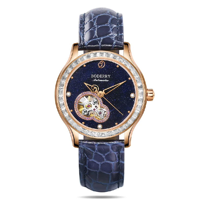 stylish women’s watches with interchangeable metal and leather bands-DRAGONFLY - Luxury Women Automatic Watch | Crystal Gold Case